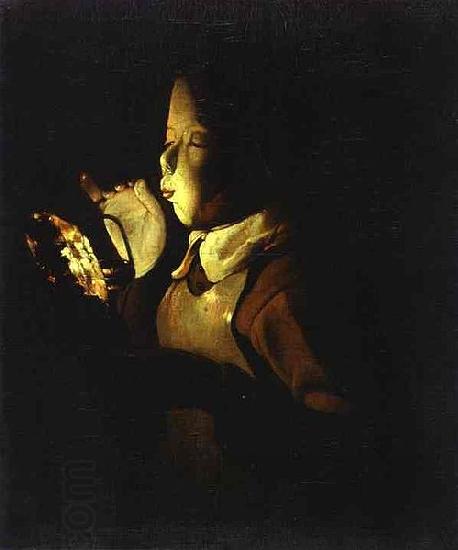Georges de La Tour Boy Blowing at Lamp China oil painting art